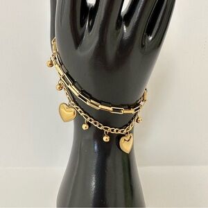 Gold Heart Charm Bracelet